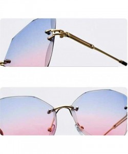 Rimless New Summer Rimless Sunglasses Women Diamond Trimming Sun glasses Gradient Clear Lens Metal - 1 - CI18T0YT4N2 $11.50