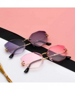 Rimless New Summer Rimless Sunglasses Women Diamond Trimming Sun glasses Gradient Clear Lens Metal - 1 - CI18T0YT4N2 $11.50