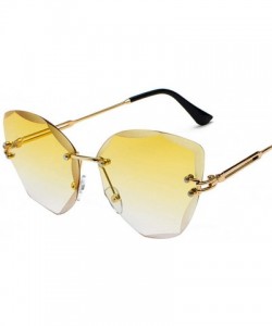 Rimless New Summer Rimless Sunglasses Women Diamond Trimming Sun glasses Gradient Clear Lens Metal - 1 - CI18T0YT4N2 $11.50