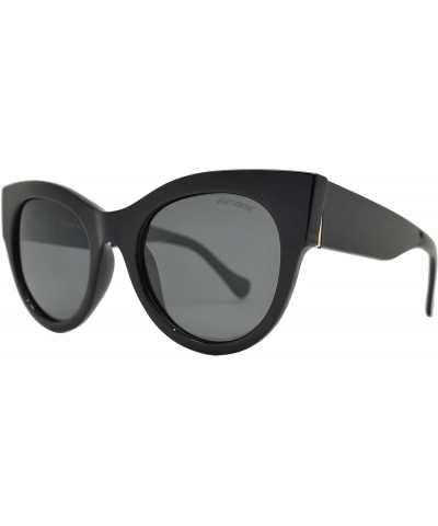 Oversized Women's Bold Oversized Chunky Cat Eye Vintage Sunglasses - Black + Polarized Smoke Lens - CN18U9LC6HH $29.14