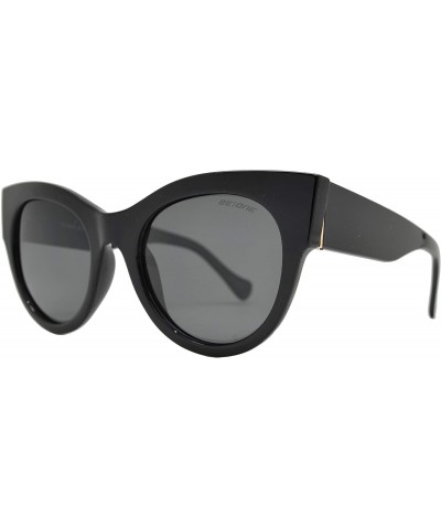 Oversized Women's Bold Oversized Chunky Cat Eye Vintage Sunglasses - Black + Polarized Smoke Lens - CN18U9LC6HH $11.15