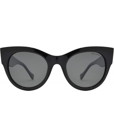 Oversized Women's Bold Oversized Chunky Cat Eye Vintage Sunglasses - Black + Polarized Smoke Lens - CN18U9LC6HH $11.15