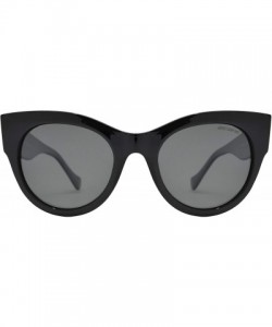 Oversized Women's Bold Oversized Chunky Cat Eye Vintage Sunglasses - Black + Polarized Smoke Lens - CN18U9LC6HH $11.15