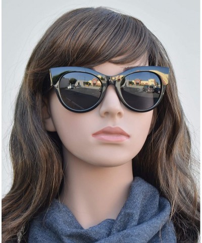 Oversized Women's Bold Oversized Chunky Cat Eye Vintage Sunglasses - Black + Polarized Smoke Lens - CN18U9LC6HH $11.15