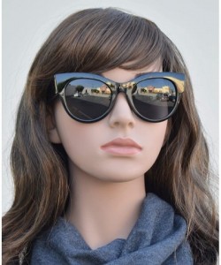 Oversized Women's Bold Oversized Chunky Cat Eye Vintage Sunglasses - Black + Polarized Smoke Lens - CN18U9LC6HH $11.15