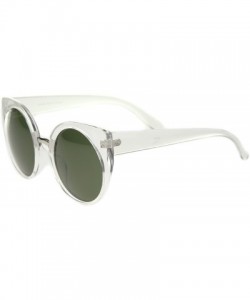Round Women's High Fashion Oversize Round Lens Cat Eye Sunglasses 55mm - Clear-silver / Green - CJ12J18F31T $10.54