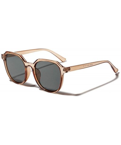 Square 2019 fashion retro wild transparent square unisex sunglasses - Light Tea - CL18L543XS7 $13.78