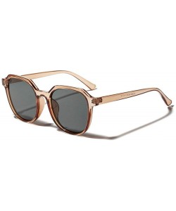 Square 2019 fashion retro wild transparent square unisex sunglasses - Light Tea - CL18L543XS7 $13.78