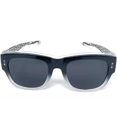 Wrap The Finesse Polarized Colorful Two Tone Ombre Fit Over OTG Rectangular Squared Sunglasses - Black Brown - CS199N2QD4O $5...