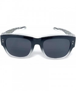 Wrap The Finesse Polarized Colorful Two Tone Ombre Fit Over OTG Rectangular Squared Sunglasses - Black Brown - CS199N2QD4O $5...