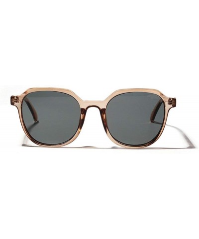 Square 2019 fashion retro wild transparent square unisex sunglasses - Light Tea - CL18L543XS7 $13.78