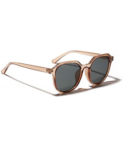 Square 2019 fashion retro wild transparent square unisex sunglasses - Light Tea - CL18L543XS7 $13.78