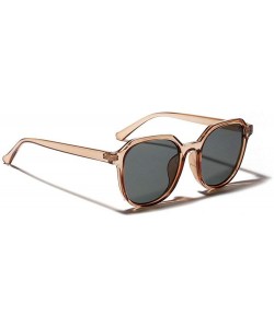 Square 2019 fashion retro wild transparent square unisex sunglasses - Light Tea - CL18L543XS7 $13.78