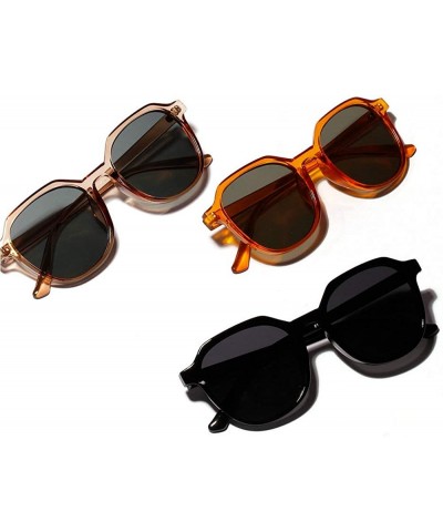 Square 2019 fashion retro wild transparent square unisex sunglasses - Light Tea - CL18L543XS7 $13.78