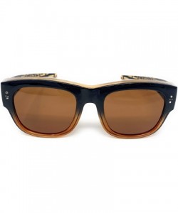 Wrap The Finesse Polarized Colorful Two Tone Ombre Fit Over OTG Rectangular Squared Sunglasses - Black Brown - CS199N2QD4O $5...