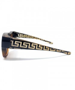 Wrap The Finesse Polarized Colorful Two Tone Ombre Fit Over OTG Rectangular Squared Sunglasses - Black Brown - CS199N2QD4O $5...