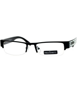 Rectangular Pablo Zanetti Eyeglasses Rectangular Half Rim Clear Lens Glasses - Black White - CV189OIG4MW $13.25