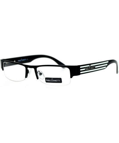 Rectangular Pablo Zanetti Eyeglasses Rectangular Half Rim Clear Lens Glasses - Black White - CV189OIG4MW $13.25