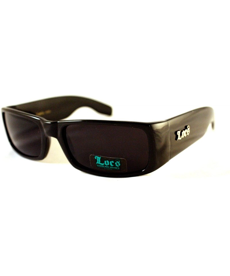 Rectangular All Black Cholo Biker Extra Narrow Lens Rectangular Thick Arm Sunglasses - CM11YRF882N $9.14