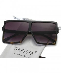 Aviator Square Oversized Sunglasses for Women Men Flat Top Fashion Shades - Black Leopard/Gradition Gray - CN18CLSTN7Z $8.54