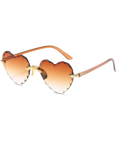 Rimless Heart Shaped Sunglasses for Women Rimless Gradient Lens Sun Glasses Eyeglasses UV400 - Gradual Tea Lens - C61902S2I8Q...