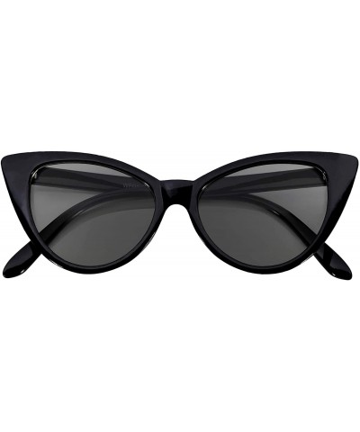 Oversized Cateye Sunglasses for Women Classic Vintage High Pointed Winged Retro Design - Black / Smoke - CY18IHWT2RD $7.76