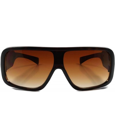 Wrap Mens Womens Retro Futuristic Wrap Around Rectangle Hip Sunglasses Frame - Tortoise & Brown - CD18T30S736 $26.63