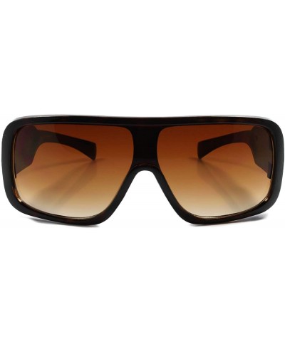 Wrap Mens Womens Retro Futuristic Wrap Around Rectangle Hip Sunglasses Frame - Tortoise & Brown - CD18T30S736 $11.50