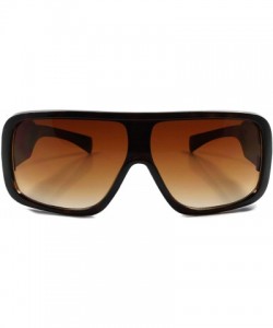 Wrap Mens Womens Retro Futuristic Wrap Around Rectangle Hip Sunglasses Frame - Tortoise & Brown - CD18T30S736 $11.50