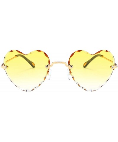 Square Women Heart Shaped RimlSunglasses Thin Metal Frame UV Protection Sun Glasses Vacation Festival Fishing - Yellow - CL19...