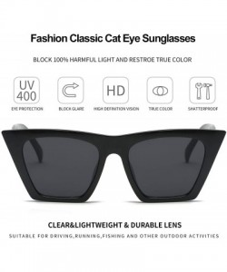 Rectangular Square Cat Eye Sunglasses for Women Fashion Oversize Cat-eye Classic women Sunglasses - A-black Frames/Black Lens...