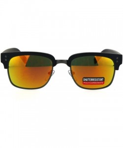 Rectangular Mens Luxury Half Horned Rim Rectangular Modern Designer Sunglasses - Black Orange - CK17YR9K3LK $23.01