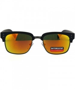 Rectangular Mens Luxury Half Horned Rim Rectangular Modern Designer Sunglasses - Black Orange - CK17YR9K3LK $15.14