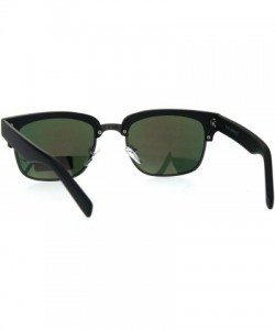 Rectangular Mens Luxury Half Horned Rim Rectangular Modern Designer Sunglasses - Black Orange - CK17YR9K3LK $23.01