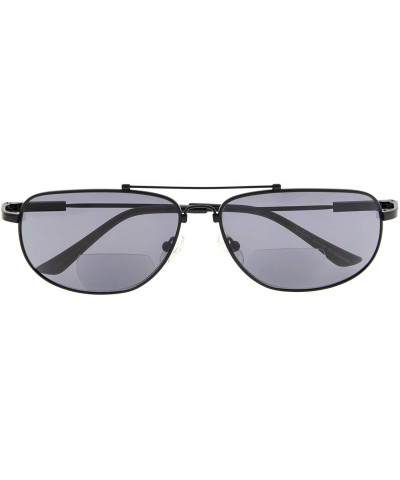 Wayfarer Memory Bifocal Sunglasses Flexible SUNSHINE READERS For Men And Women - Black-grey-lens - C518N9QWMXE $34.47