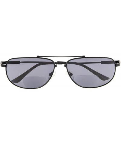 Wayfarer Memory Bifocal Sunglasses Flexible SUNSHINE READERS For Men And Women - Black-grey-lens - C518N9QWMXE $11.49