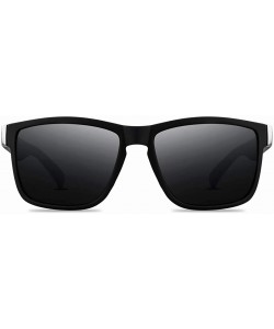 Rectangular Vintage polarized sunglasses Protection Sunglasses - Black - CF194QAY8LK $10.10