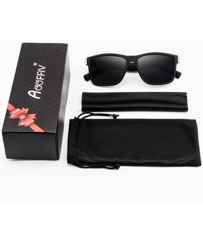 Rectangular Vintage polarized sunglasses Protection Sunglasses - Black - CF194QAY8LK $10.10