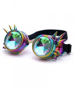 Goggle Kaleidoscope Rave Rainbow Crystal Lenses Steampunk Goggles - Multicolor - CL18LYQNRUL $10.15