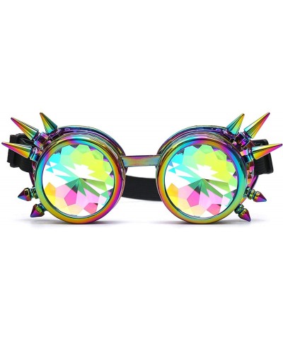 Goggle Kaleidoscope Rave Rainbow Crystal Lenses Steampunk Goggles - Multicolor - CL18LYQNRUL $10.15