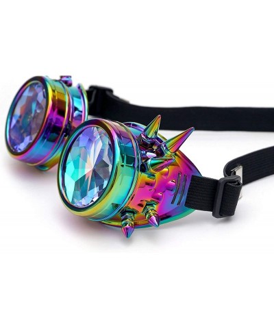 Goggle Kaleidoscope Rave Rainbow Crystal Lenses Steampunk Goggles - Multicolor - CL18LYQNRUL $10.15