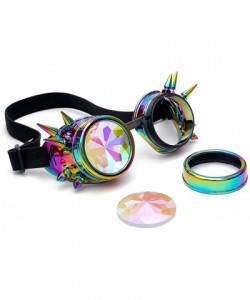 Goggle Kaleidoscope Rave Rainbow Crystal Lenses Steampunk Goggles - Multicolor - CL18LYQNRUL $10.15