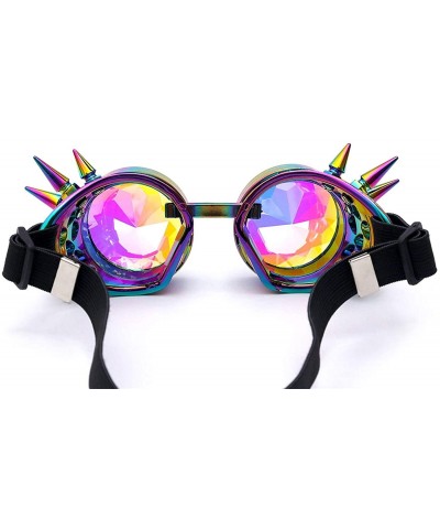 Goggle Kaleidoscope Rave Rainbow Crystal Lenses Steampunk Goggles - Multicolor - CL18LYQNRUL $10.15