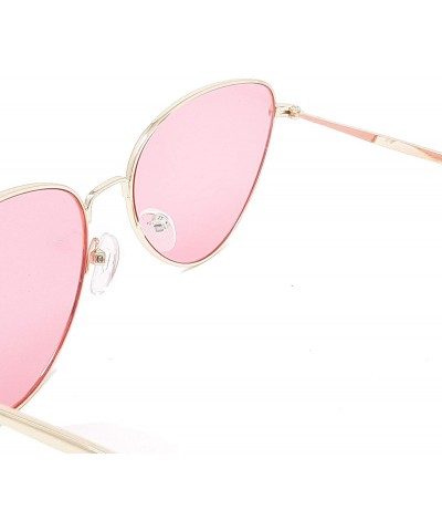 Oval Vintage Pointed Cat Eye Retro Lightweight Metal Color Transparent Lens Sunglasses for Women- Unisex-SM1112 - C818KR6SD9I...