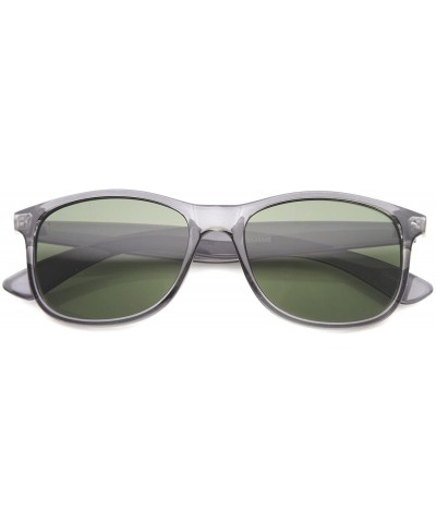 Square Classic High Sitting Temples Square Lens Horn Rimmed Sunglasses 52mm - Clear-grey / Green - CU126OMVNK5 $22.63