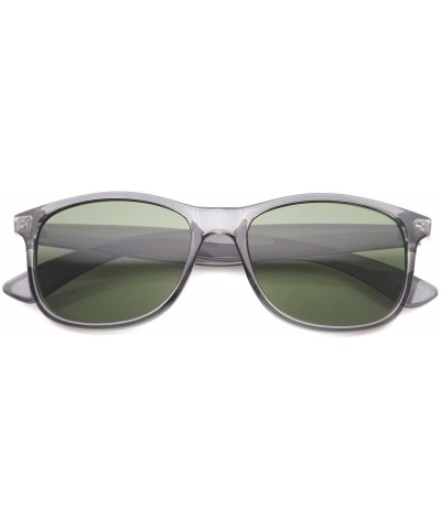 Square Classic High Sitting Temples Square Lens Horn Rimmed Sunglasses 52mm - Clear-grey / Green - CU126OMVNK5 $8.55