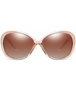 Oval Polarized TAC Sunglasses for Women Vintage Big Frame Ladies Shades UV400 Sun Glasses - E - CE198OHTGZM $12.77