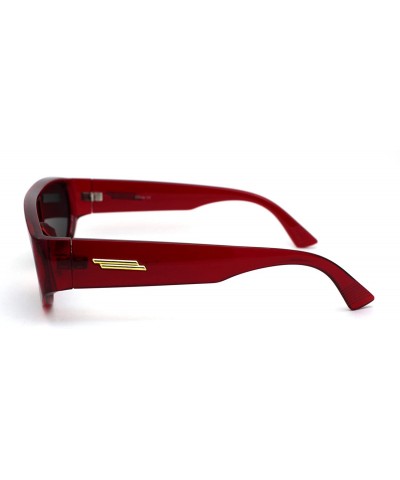 Shield Narrow Flat Top Shield Retro Mod Plastic Fashion Sunglasses - Red Black - C6190QYT5A6 $14.37