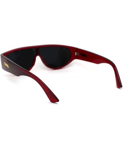 Shield Narrow Flat Top Shield Retro Mod Plastic Fashion Sunglasses - Red Black - C6190QYT5A6 $14.37