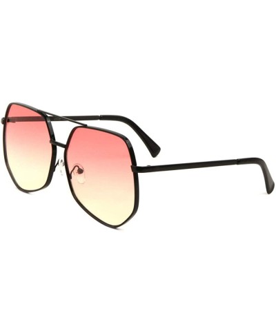 Aviator Oceanic Color Flat Lens Modern Geometric Aviator Sunglasses - Red Yellow - CY190EQ64L8 $15.97
